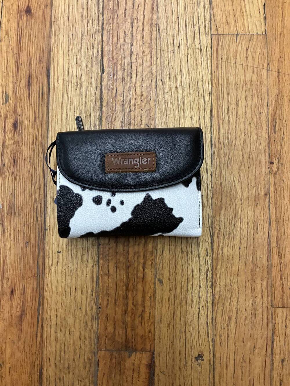 NEW WRANGLER cow print wallet in black